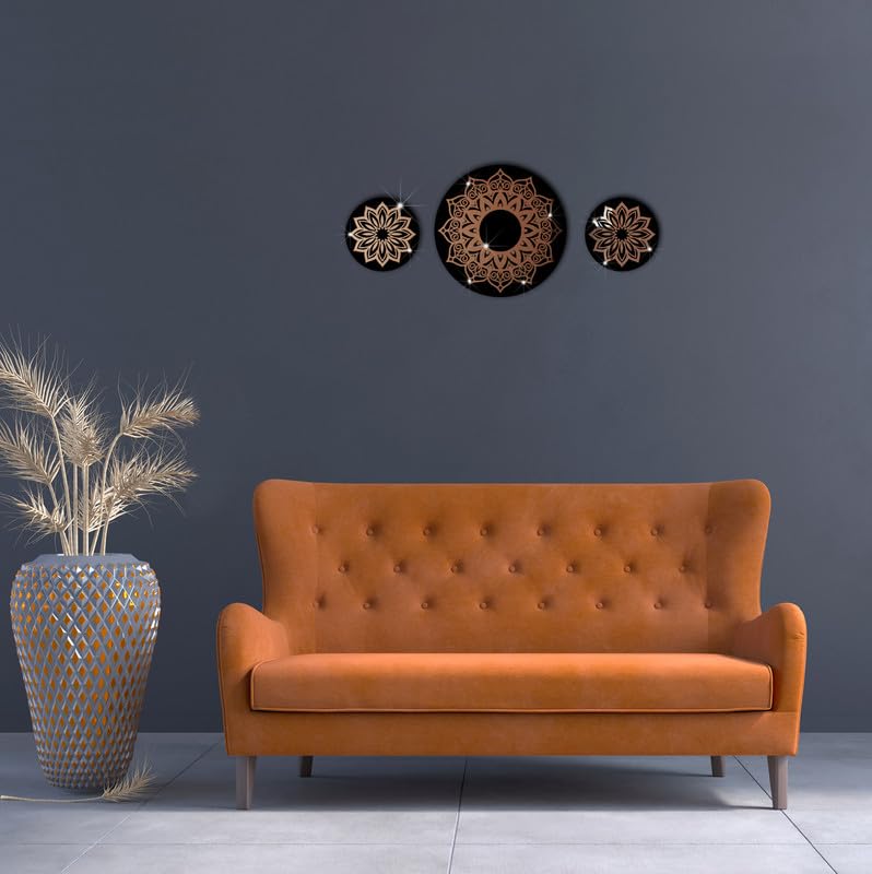 VAH- Kya Bat Hai !! Copper 3D Mandala Design Wooden Acrylic Mirror Wall Sticker for Home Decoration