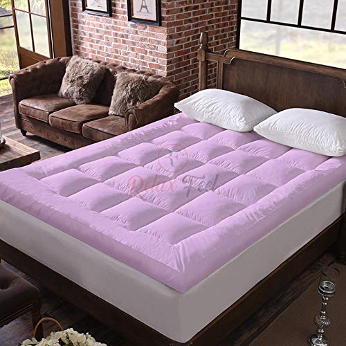 Relaxfeel 600 Gsm Microfiber 5 Star Cotton Single Bed Soft Waterproof Quilted Mattress Topper/Padding for Comfortable Sleep - Pink - Twin Size - 48 Inche X 75 Inche