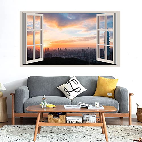 GADGETS WRAP Printed Wall Decal Sticker Fake Window Style Decal (90cm x 50cm) - Sky Building