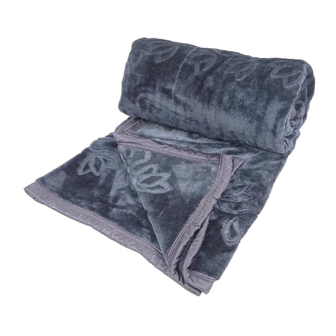 Click Tick Mink Floral Embossed Super Soft Heavy Double Bed Velvet for Winter Blanket Quilt Rajai