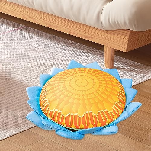 CALANDIS® Floor Pillow Patio Flower Shaped Tatami Cushion for Living Room Dorm 45Cm Buddha Blue Flower | 1 Cushion Pillow