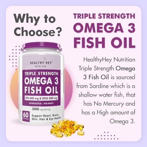 Healthyhey Nutrition Fish Oil - Omega 3 Mercury Free (1000 Mg) Burpless - 60 Softgel