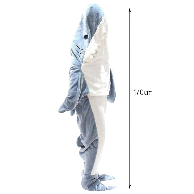 Fiasco Wearable Shark Blanket Cosplay Hooded Easter Pajama Home Animal Sleeping Blanket Blue