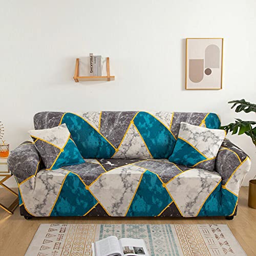 Lukzer 3 Seater Universal Stretchable Sofa Cover for Stylish Protection with 2 Cushion Cover (Colorful Marble Design/ 180-230cm/Multicolor/Polyester)