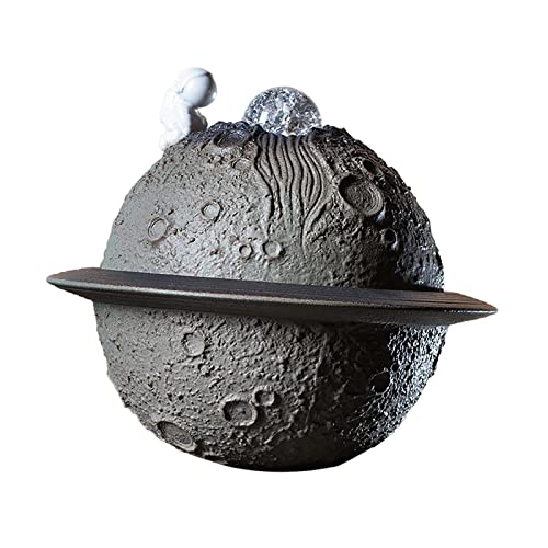 ATORSE® Ceramic Tabletop Fountain Indoor USB Bedroom Home Astronaut Planet Statues Gray