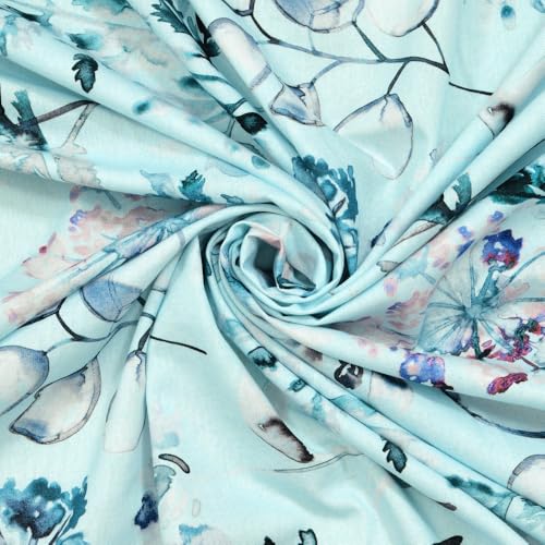 haus & kinder 100% Cotton Bed Sheet for King Size Bed, 1 King Size Bedsheet Cotton (108 X 108 Inches) with 2 Pillow Covers | 186 TC Bedsheet for Double Bed King Size | Light Blue Floral