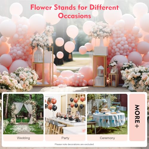 BJTDLLX 4 Pcs Gold Wedding Flower Stand, Metal Vase Column Stand Geometric Centerpiece Vase Detachable Wedding Flower Vase Holders for Wedding Party Event Decoration (Set of 4)