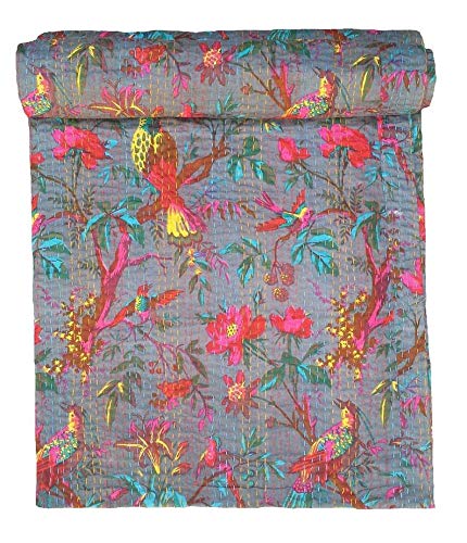 REGMESS Cotton Jaipuri Quilt Handmade Bed Cover Kantha Blanket Throw Home Decor Bedsheet (Twin, Multicolour)(60 X90 INCH)