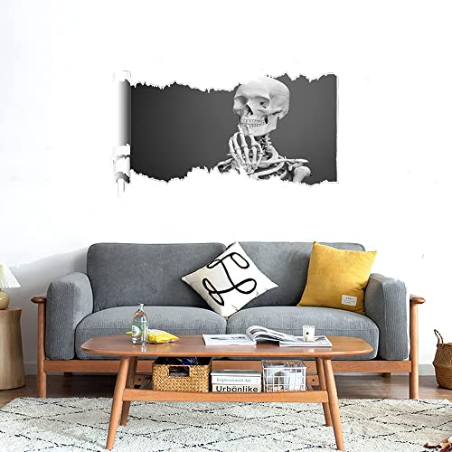 GADGETS WRAP Printed Wall Decal Sticker Scratched Paper Style Wall Decal (90cm x 50cm) - White Skeleton