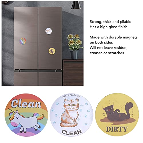 Ubersweet® Dishwasher Magnet Clean Dirty Sign Scratch Resistant Flexible Cute Double Sided 3 Pcs for Home Kitchen Decoration (Combination One)