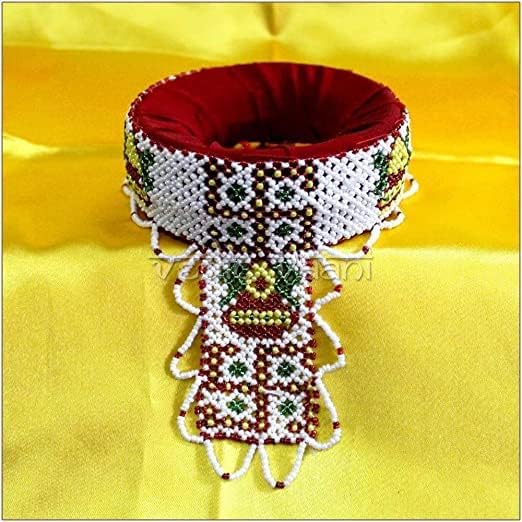 Ashkaa Traditional Moti-Decorated Kalasha Stand – Elegant Stand for Marriage Pooja and Navratri, Temple Kalash Holder (1 Piece)