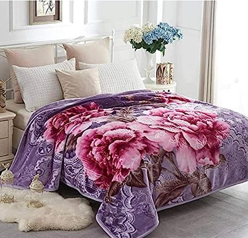 MARWISH Home Woollen Blend Self Design Double Bed Blanket (220 cm x 240 cm). Blanket for All Season.