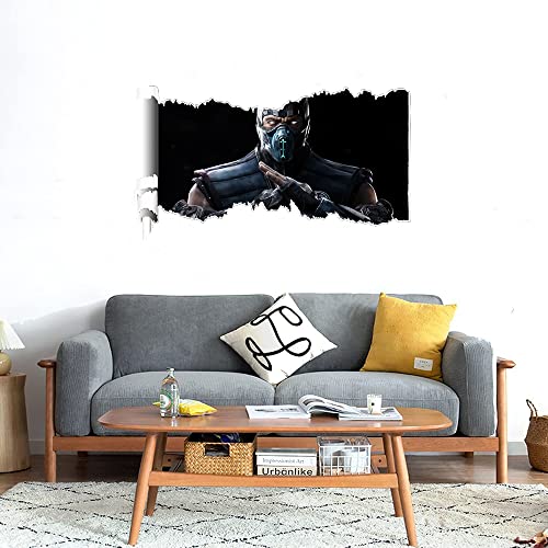 GADGETS WRAP Printed Wall Decal Sticker Scratched Paper Style Wall Decal (90cm x 50cm) - Blue Kombat Fighter