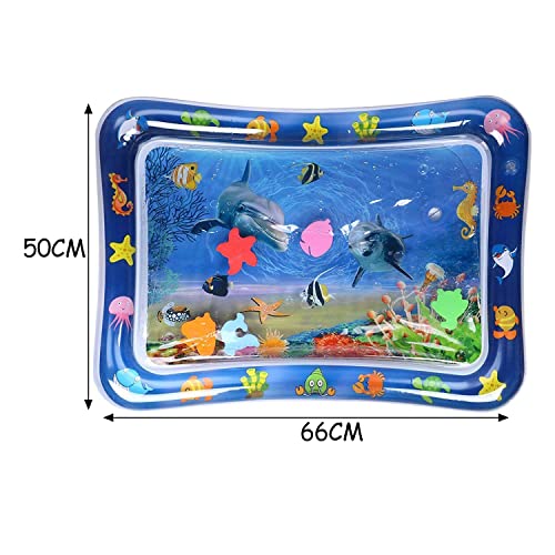 Tec Tavakkal Baby Kids Water Play Mat Toys Inflatable Tummy Time Leakproof Water Play Mat, Fun Activity Play Center Indoor and Outdoor Water Play Mat for Baby Random Design,Pack of 1 set,Blue