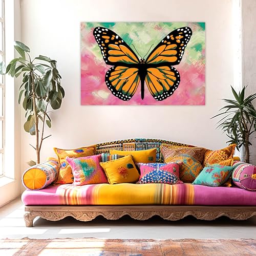 Indianara Rolled Sparkled Butterfly Art Print for Room Décor Digital Reprint 36 inch x 24 inch Painting (10719PST)