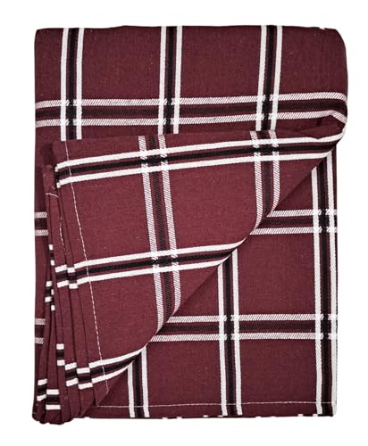 Arvore Bunkaar Single Size Cotton Bedsheet/Blanket/Solapur Chaddar for Daily use (60x90 inches) Set of 1 (Maroon Red Checks)