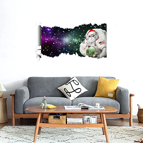 GADGETS WRAP Printed Wall Decal Sticker Scratched Paper Style Wall Decal (90cm x 50cm) - Santa Astronaut