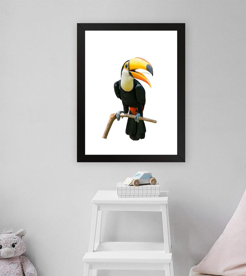 GADGETS WRAP Printed Photo Frame Matte Painting for Home Office Studio Living Room Decoration (11x17inch Black Framed) - Toucan Bird On Tree