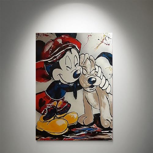 GADGETS WRAP Canvas Gallery Wrap Framed for Home Office Studio Living Room Decoration (9x11inch) - 1950S Mickey & Pluto