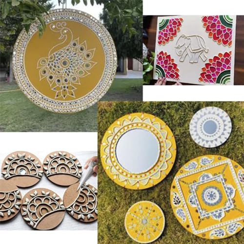 Rise n Shine Round Circle MDF Pine Wood 2.5mm Thick 12 inch MDF Board for Art and Craft Unfinished Round Wood Slices for Resin Art, Mandala Art,Pyrography, Painting (12 INCH, Set of 5)