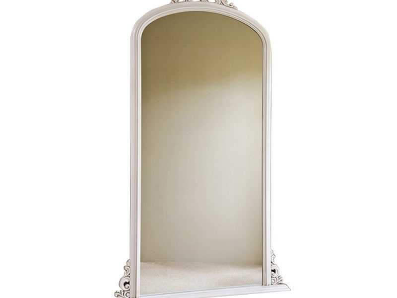 APRODZ Mango Wood Thana Standing Wall Decorative Mirror Frame| Wooden Mirror | White Finish