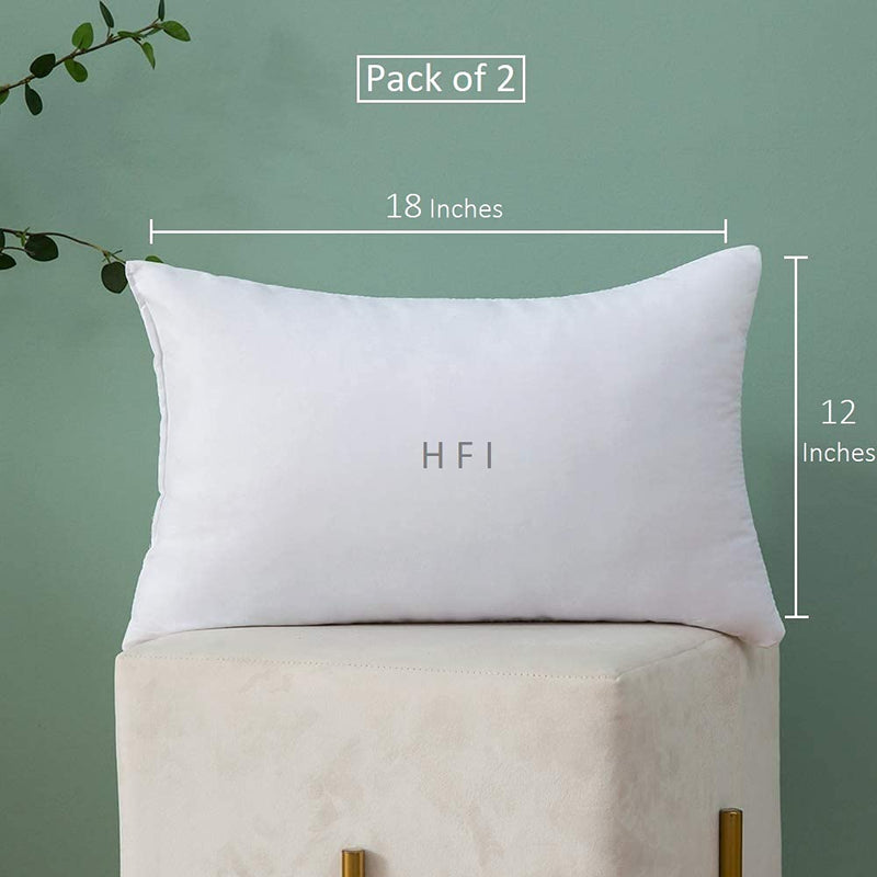 HFI UrbanArts Premium Polyester Fiber Cushion Fillers - Pack of 2 Pcs | 12 x 18 Inches | White