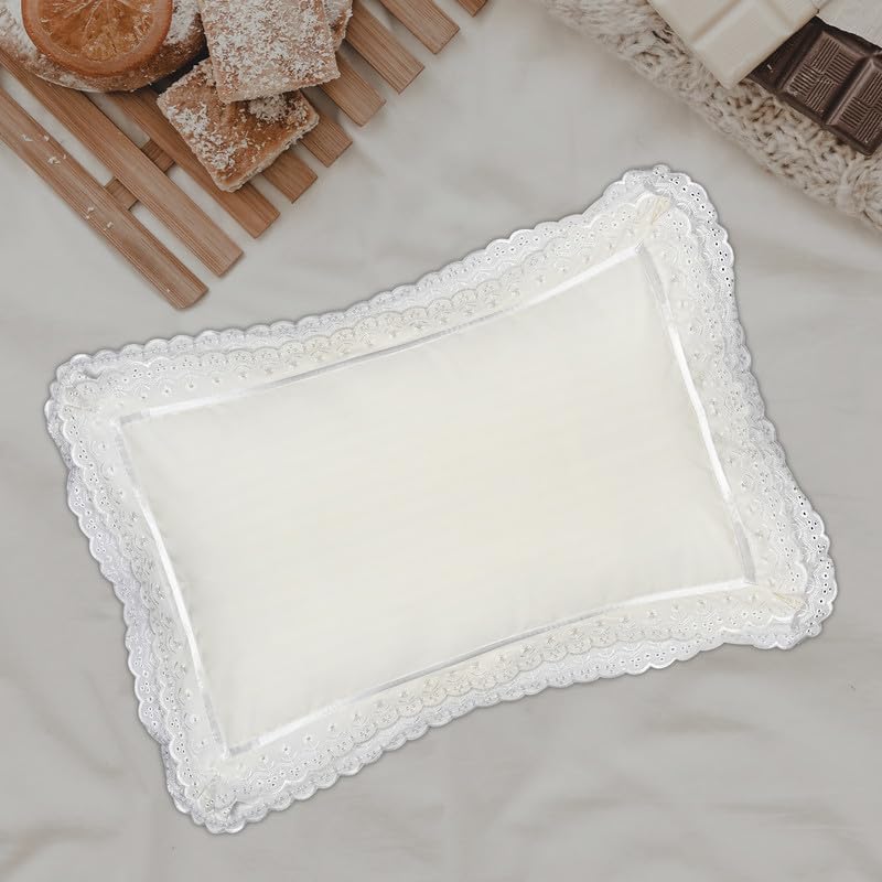 Seema Home Decor Cotton Lace Pillow Cover Set | Soft & Decorative | Comfortable & Breathable Pillow Covers for Bed, Sofa, Couch, Livingroom | Pillow Cases | Solid Desgin (Pack of 2) - White