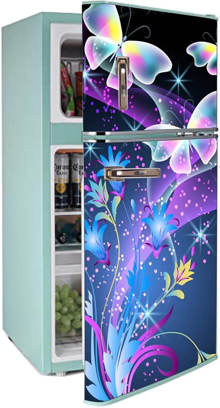 Sahaj Décor Decorative Butterfly Single Door Fridge Sticker abstrat Background Full Waterpoor Covering Area [60x160cm]