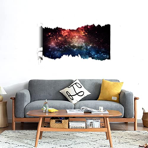 GADGETS WRAP Printed Wall Decal Sticker Scratched Paper Style Wall Decal (90cm x 50cm) - Red Blue Universe