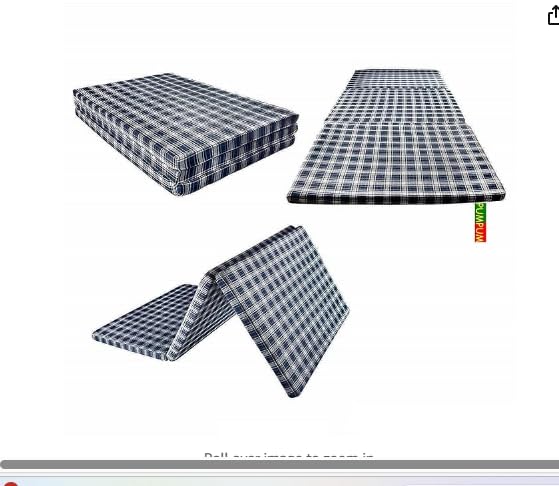 Foldable Foam Mattress for Floor, Single Bed, Travelling, 6x3 ft, Checkered