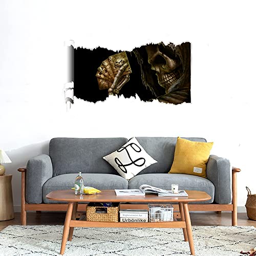 GADGETS WRAP Printed Wall Decal Sticker Scratched Paper Style Wall Decal (90cm x 50cm) - Skull with Cards