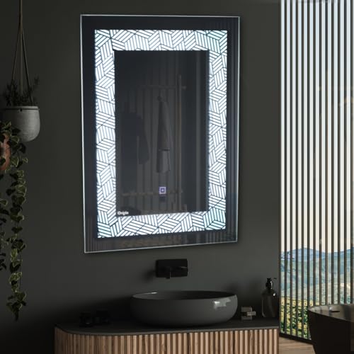 Crystal Indian Glass Wall Mounted Rectangular Mirror Vertical Design Makeup and Grooming Living Room Bedroom Dressing (18X24)