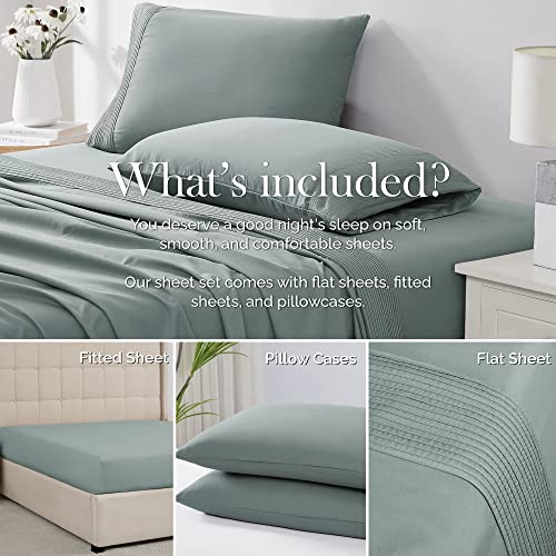 Southshore Fine LinensÃƒÂ‚Ã‚® - 4 Piece - Extra Deep Pocket Pleated Sheet Set, Queen, Steel Blue by Southshore Fine Living, Inc.