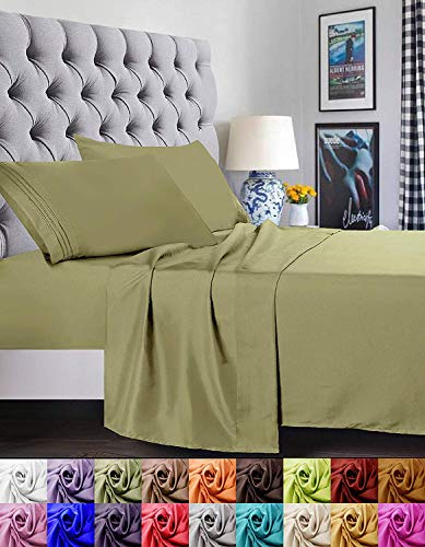 Elegant Comfort 1500 Thread Count Luxury Egyptian Quality Super Soft Wrinkle Free and Fade Resistant 4-Piece Sheet Set, King, Green