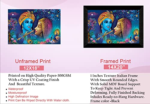 SAF paintings Pack of 1 Radha krishna religious modern art wall painting with framed for living room 11 inch x 14 inch CANFM31374