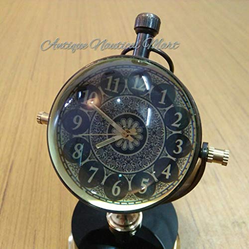 Antique Style Brass Desk Clock Tabletop Collectible Gift