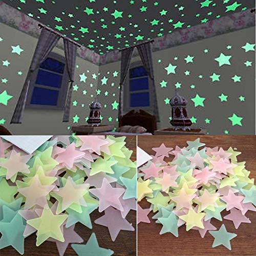 Satya Vipal Plastic Fluorescent Glow in The Dark Star Wall Sticker (Multicolor) -50