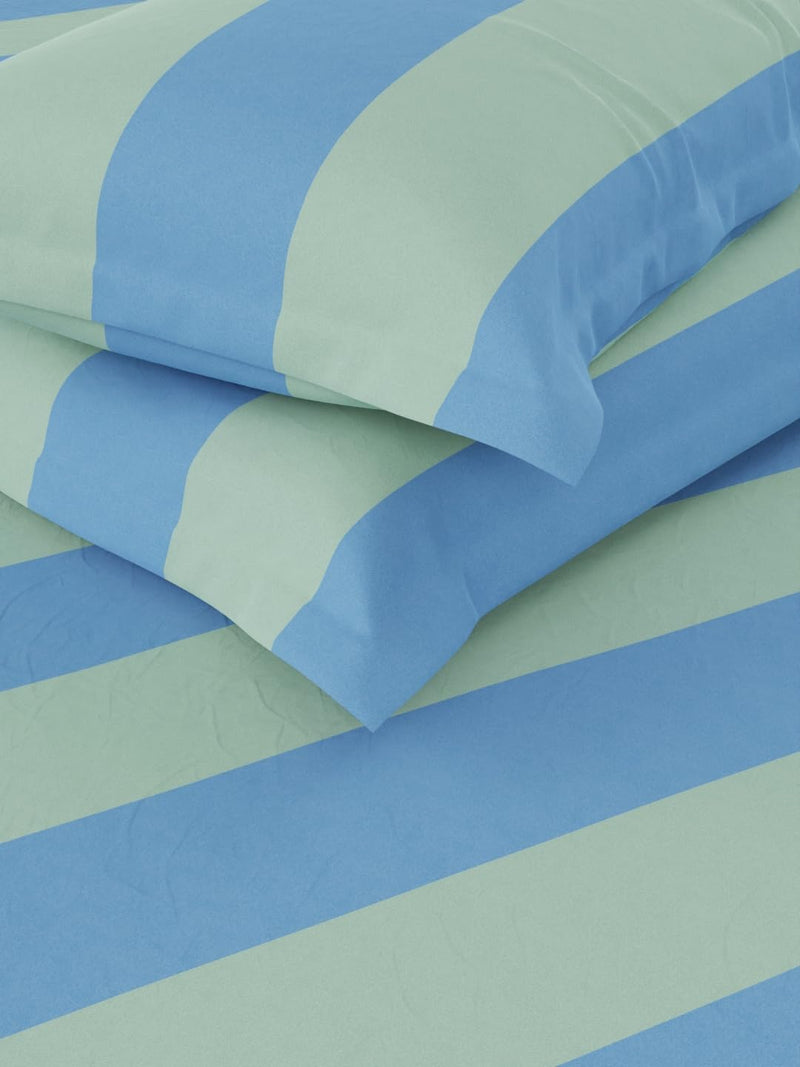 Nautica Super Soft 100% Cotton King Bedsheet and 2 Pillow Covers -3pc Set (Bristol) Stripe-Blue/Green