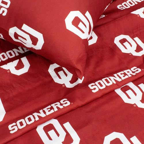 College Covers Oklahoma Sooners Printed Sheet Set - Full - Solid