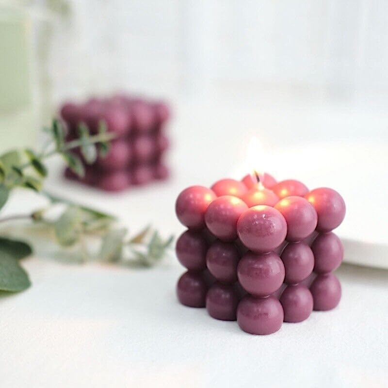 Weddings Parties and Gift 2 Burgundy Bubble Cube Unscented Paraffin Wax Candles Wedding Centerpieces vngift12003