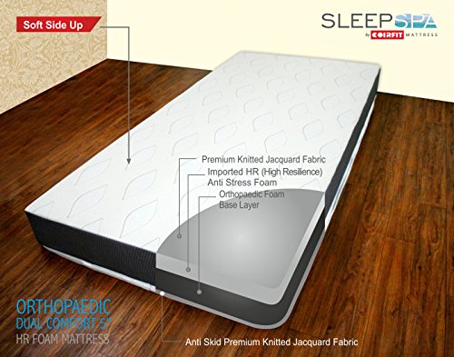 SLEEPSPA Dual Comfort -Hard and Soft-with Soft Comfort Cubes and Rebotech 5 Inch Queen Size High Resilience (HR) Foam Mattress | 7 Years Warranty (LxW: 78X60X5)