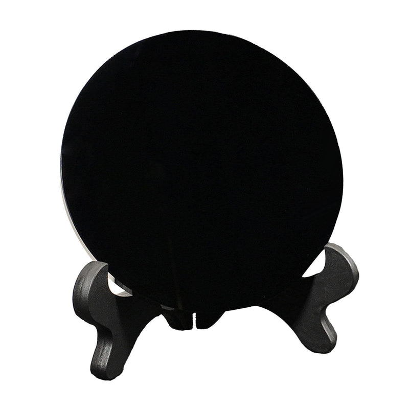 SECRET DESIRE Black Obsidian Disc Obsidian Scrying Mirror for Meditation Home Office Decor Diameter 20Cm