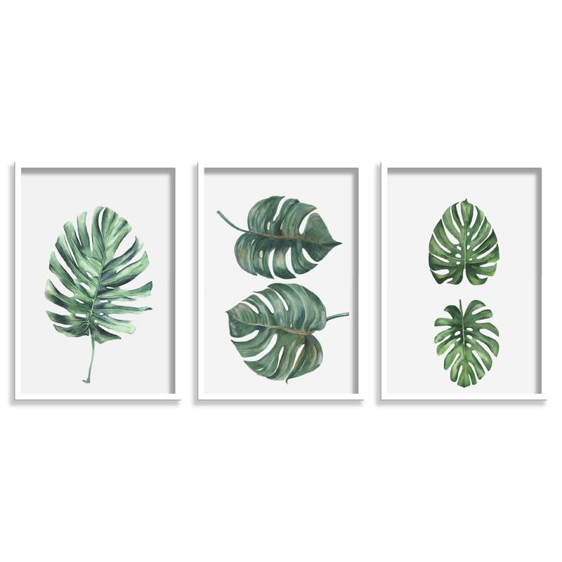 SAF paintings Set of 3 Tropical Leaves Wall Painting for Home Decoration SA-WHITEMX33516