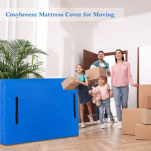 Cosybreeze Mattress Bag for Moving and Storage, Reusable Heavy Duty Tarp Bed Mattress Bag Cover with Double Zippers & 8 Carrying Handles, Extra Thick Waterproof Zippered Mattress Protector(Twin XL)