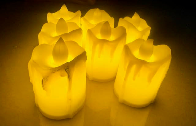 Candles for Decoration | Melted Design Premium Acrylic Flameless & Smokeless Decorative Candle | Melting Candles | Led Tea Light Candles (Pack of 10)