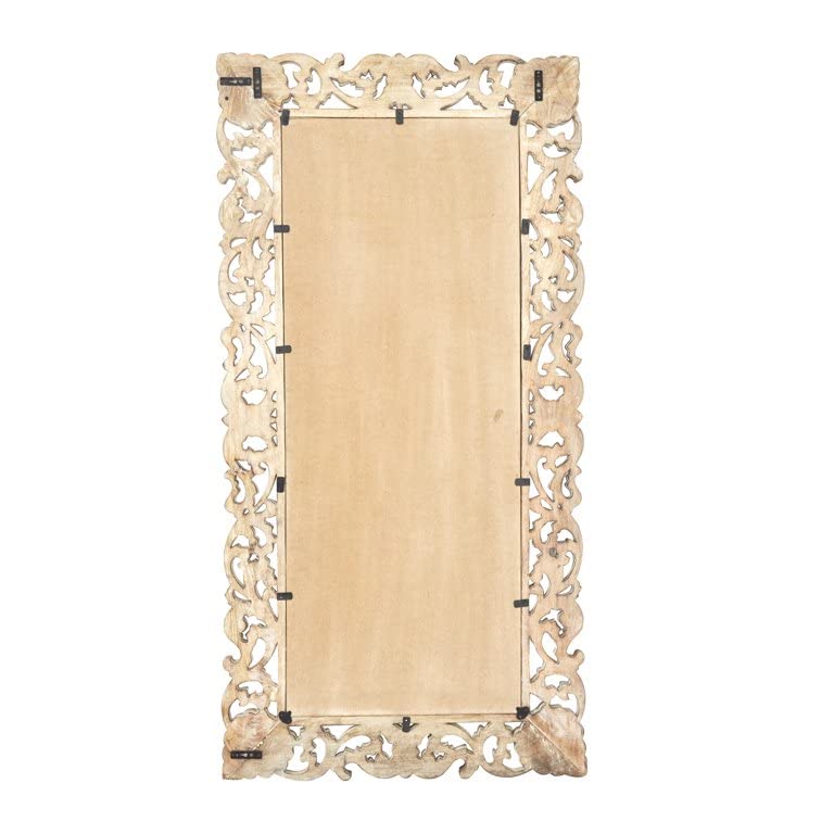 The Zara Enterprises Wooden Mirror Frame Without Mirror Only Frame Colour White Antique Size 36×72 inch