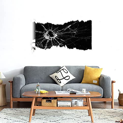 GADGETS WRAP Printed Wall Decal Sticker Scratched Paper Style Wall Decal (90cm x 50cm) - Broken Black