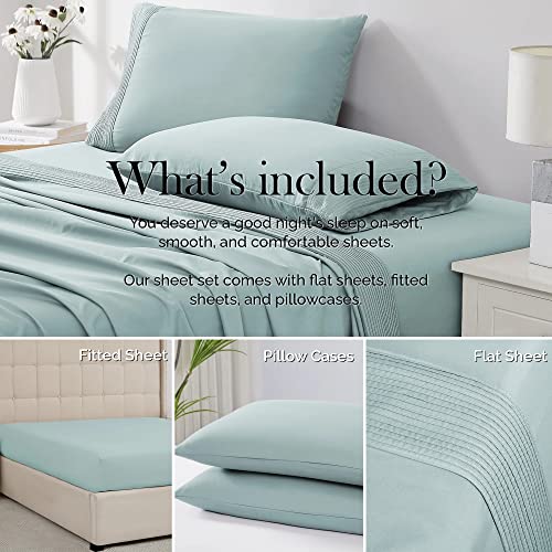 Twin, Sky Blue : Southshore Fine Linens - 3 Piece - Extra Deep Pocket Pleated Sheet Set, Twin, Sky Blue