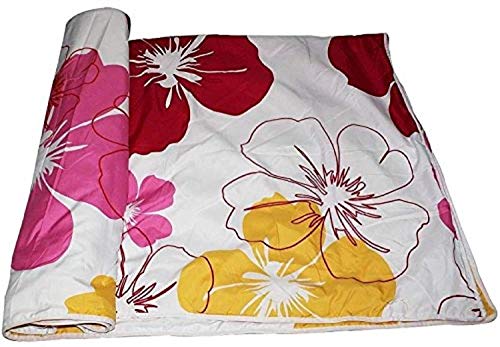 HANUMANT Poly Cotton Flower Printed Reversible Single Bed Comforter Dohar/Blanket/Quilt (Multicolour) (Big Pink, Single Bed)