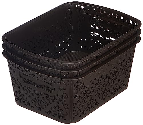 Amazon Brand - Solimo Royal Multipurpose Storage Basket - Small (Set of 3, Brown)